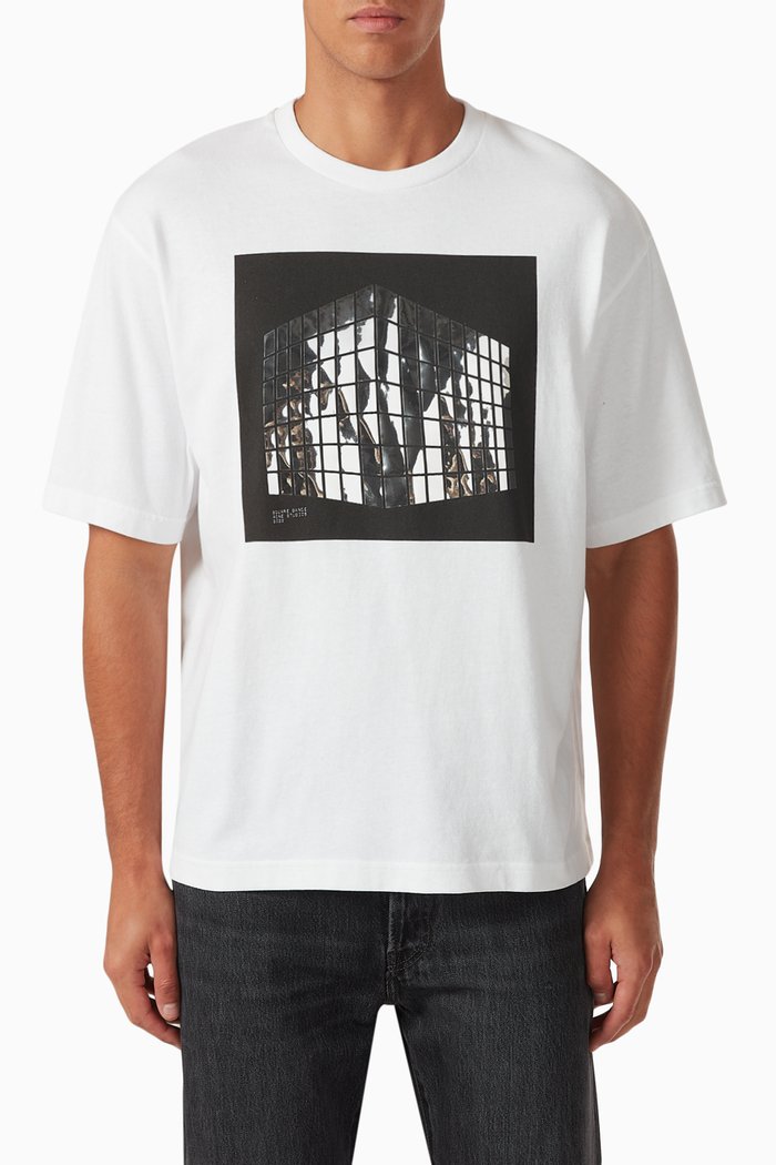 

Square Disco Print T-shirt in Organic Cotton, White