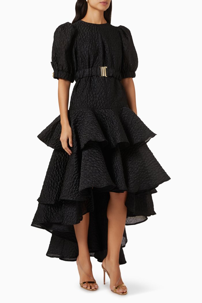 

Ruffled Midi Dress, Black
