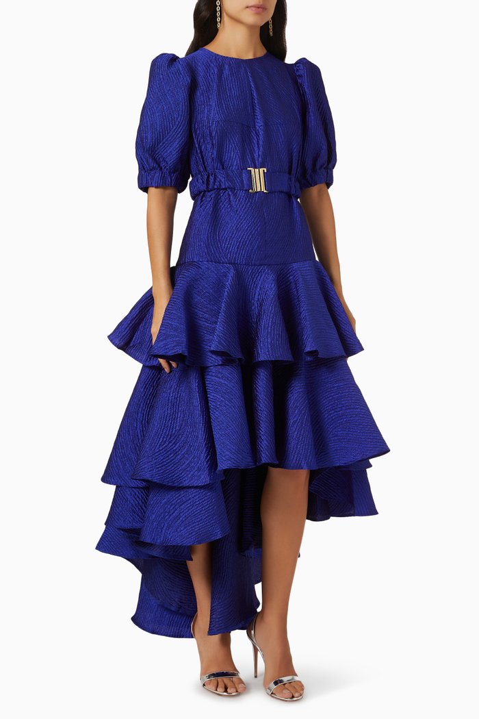 

High-low Tiered Dress, Blue
