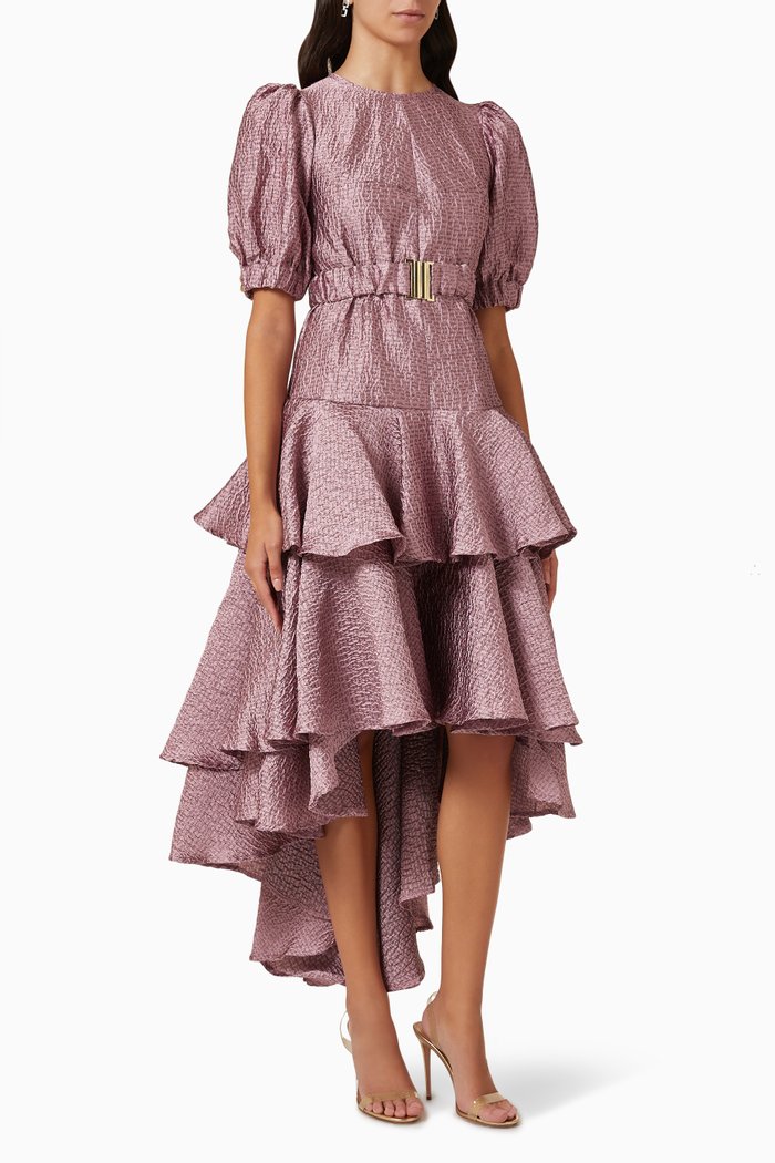 

High-low Tiered Dress, Purple