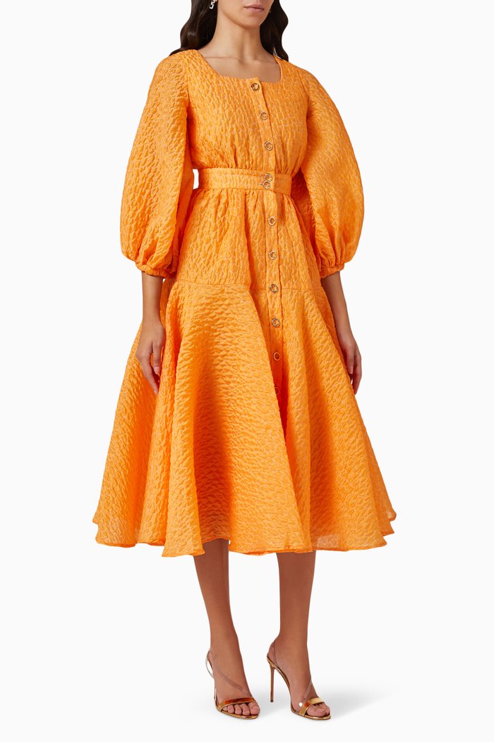 

Puff Sleeve Dress, Orange