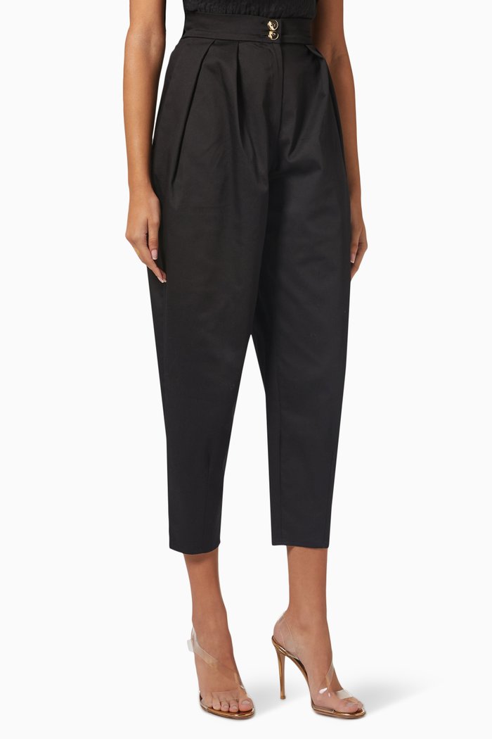 

Pleated High-rise Pants, Black