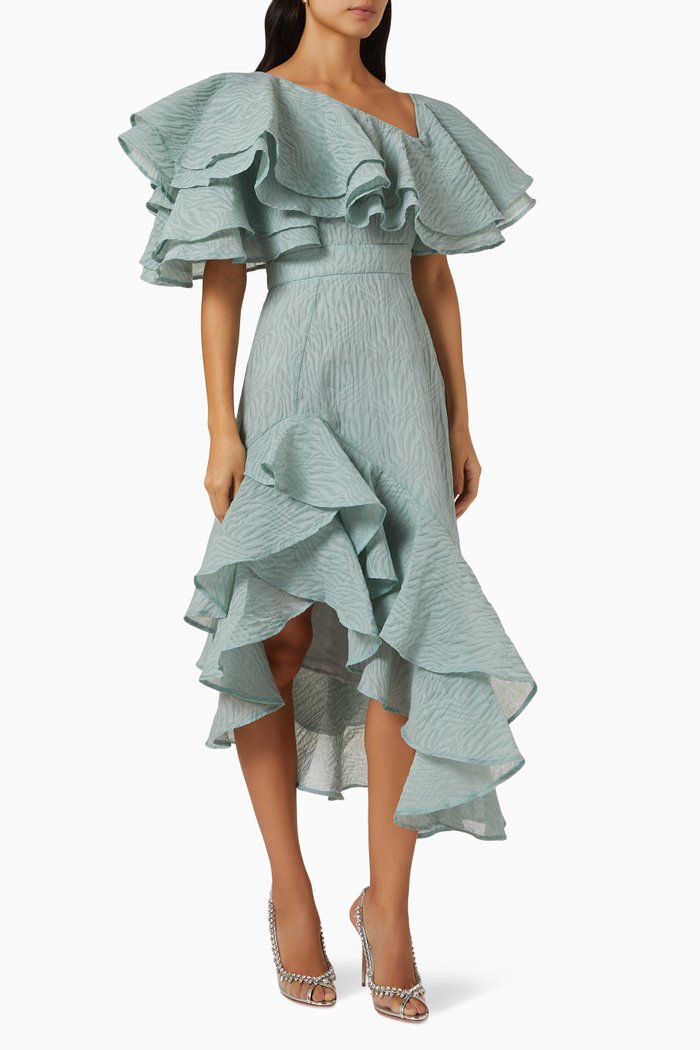 

Ruffled Midi Dress, Green
