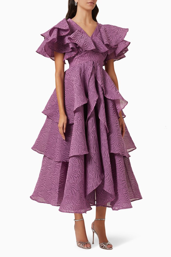 

Ruffle Tiered Dress, Purple