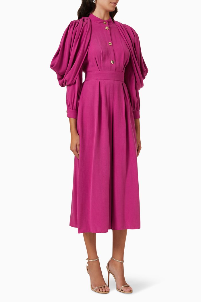 

Puff Sleeve Jumpsuit, Purple
