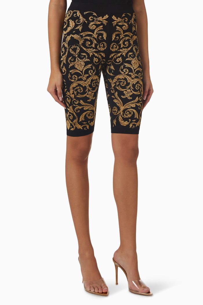 

Baroque Biker Shorts in Jacquard Lurex Knit, Black