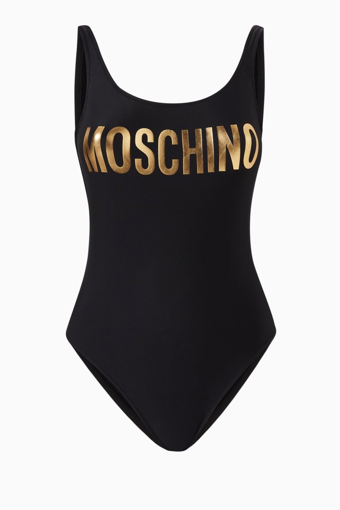 Logo One-piece Swimsuit in Lycra, Black