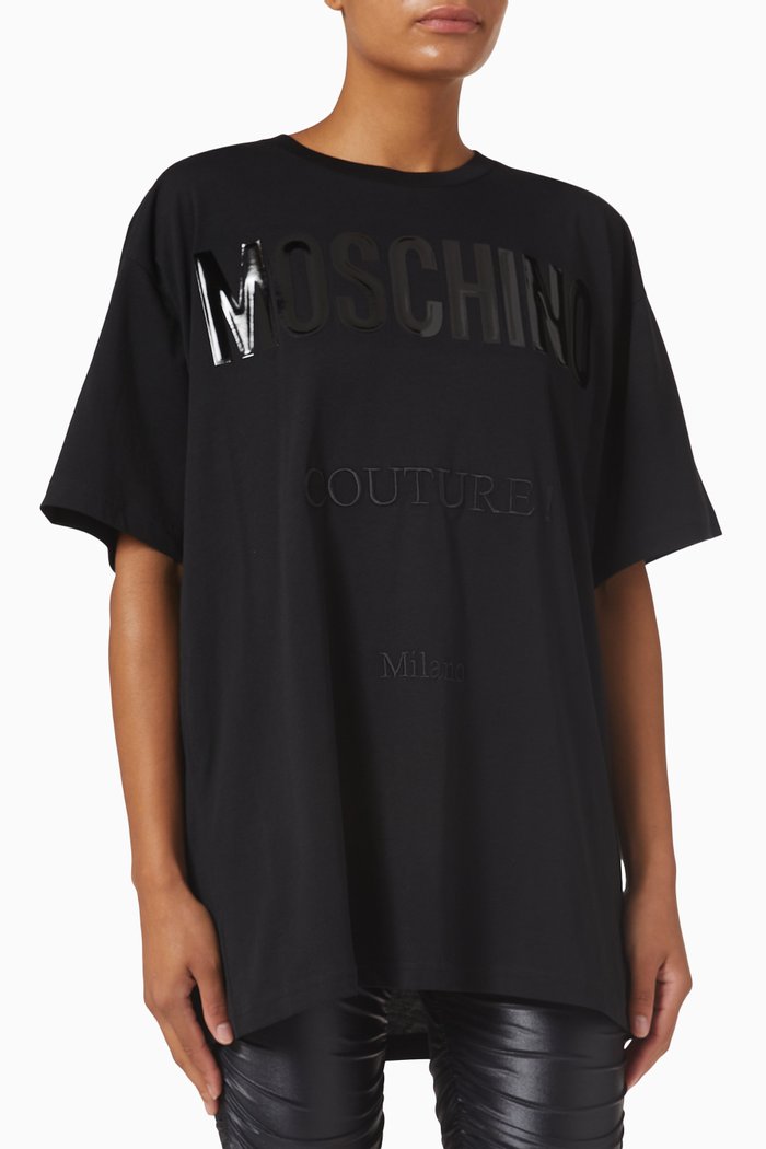 

Moschino Couture Oversized T-shirt in Organic Cotton, Black