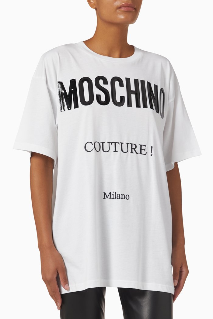 

Moschino Couture Oversized T-shirt in Organic Cotton, White