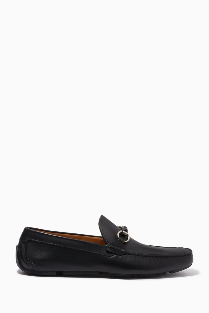 

Horse-bit Buckle Loafers in Leather, Black