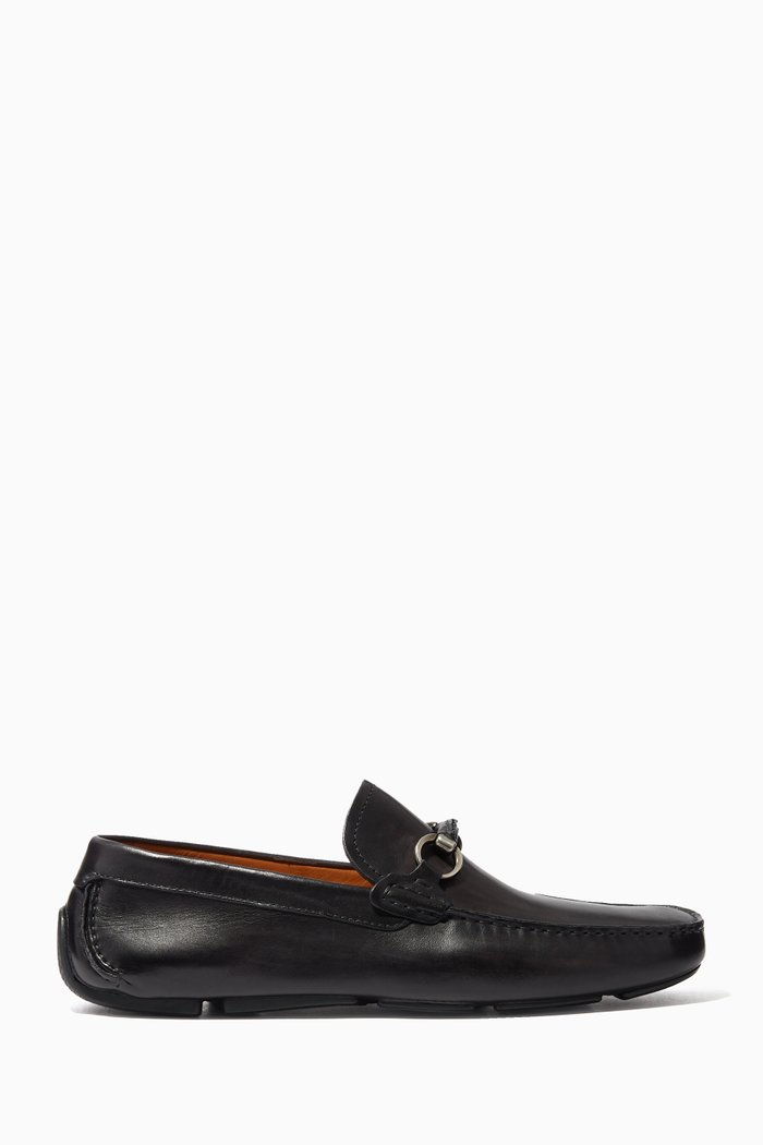 

Horse-bit Buckle Loafers in Leather, Grey