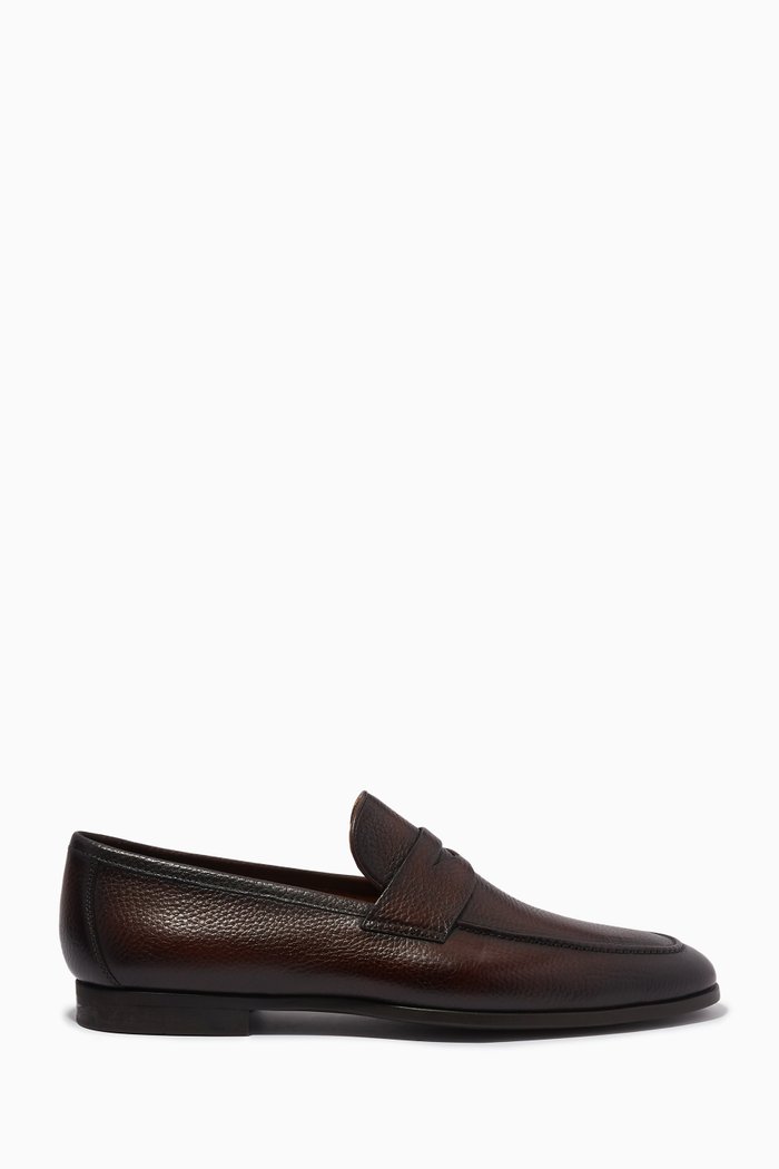 

Aston Penny Loafers in Deerskin, Brown