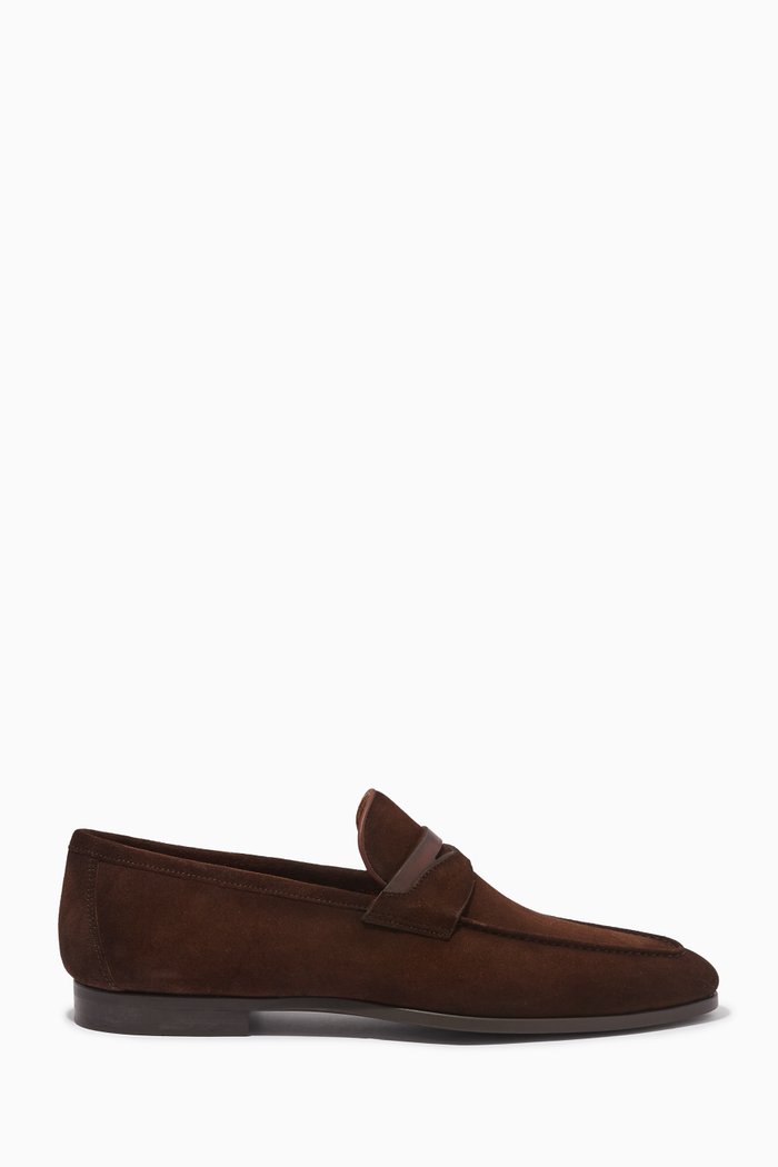 

Aston Penny Loafers in Suede, Brown