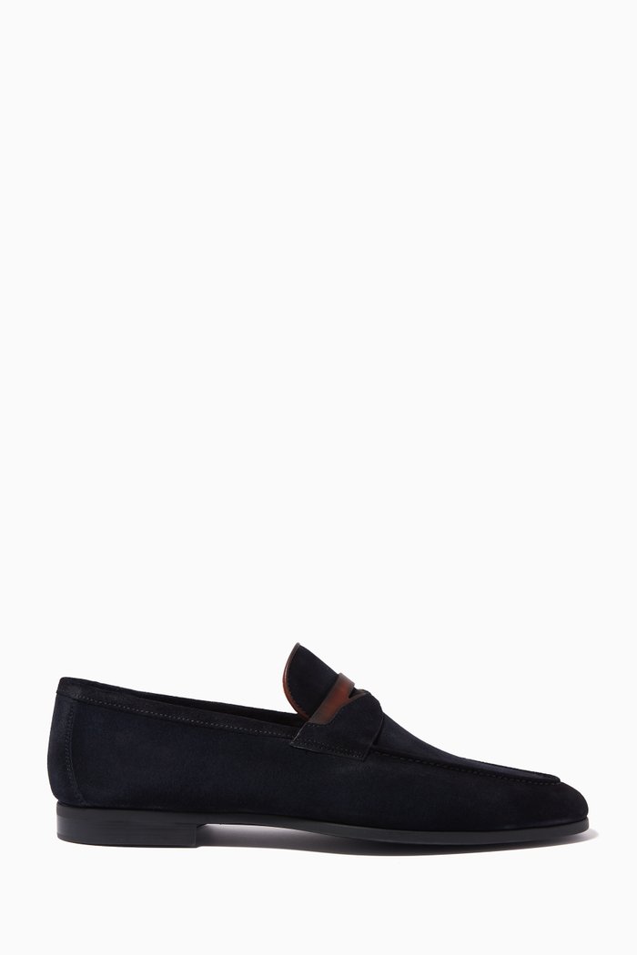 

Aston Penny Loafers in Suede, Blue
