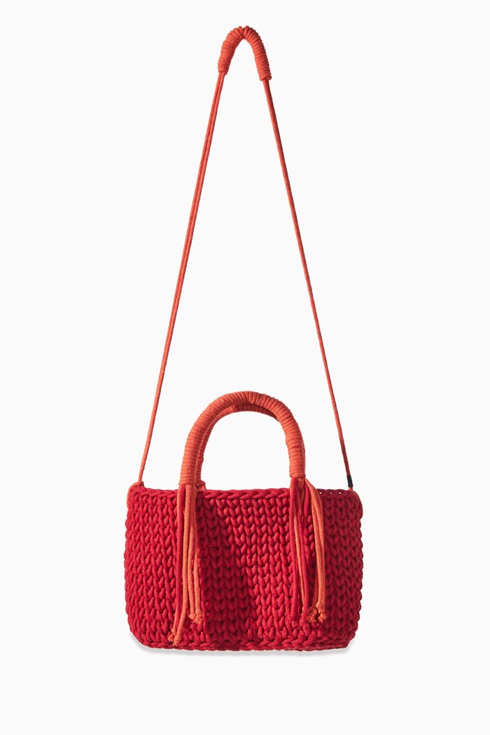 

Irene Tote Bag in Crochet Cotton, Red