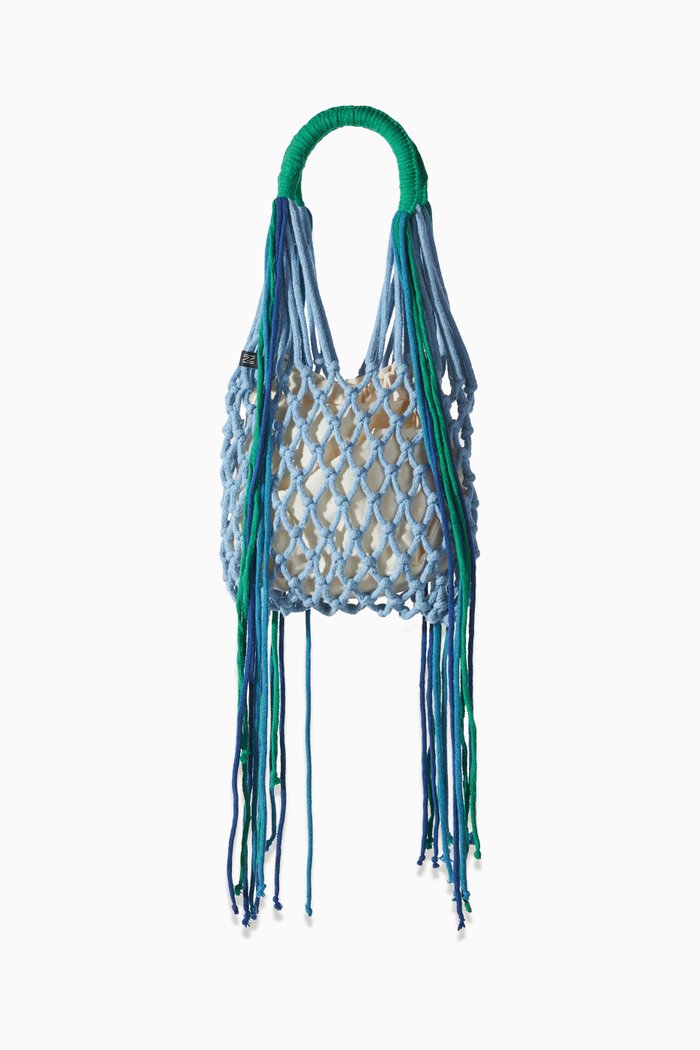 

Malala Mini Bag in Macrame Cotton, Blue