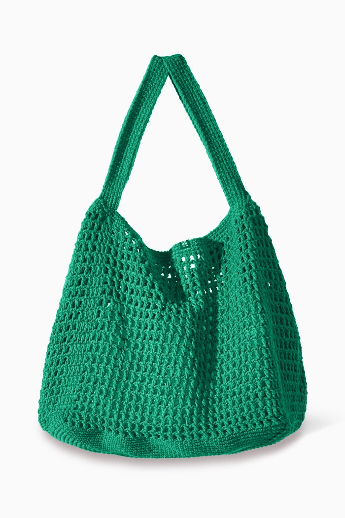 

Cleo Medium Tote Bag in Crochet Cotton, Green