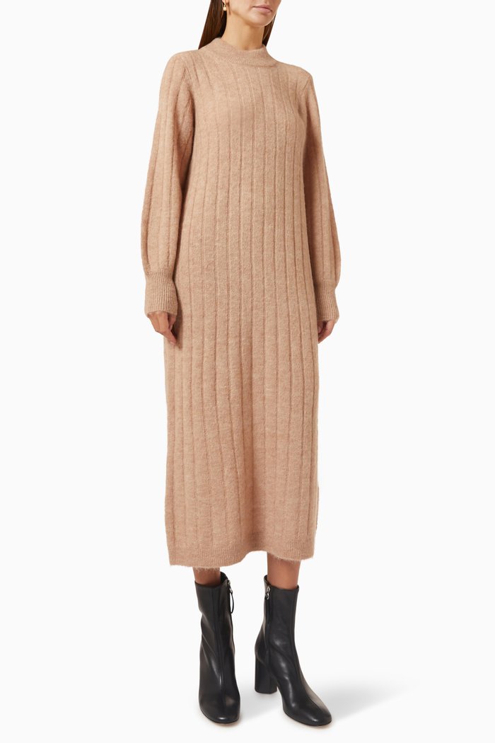 

Glowie Midi Dress in Knit, Neutral