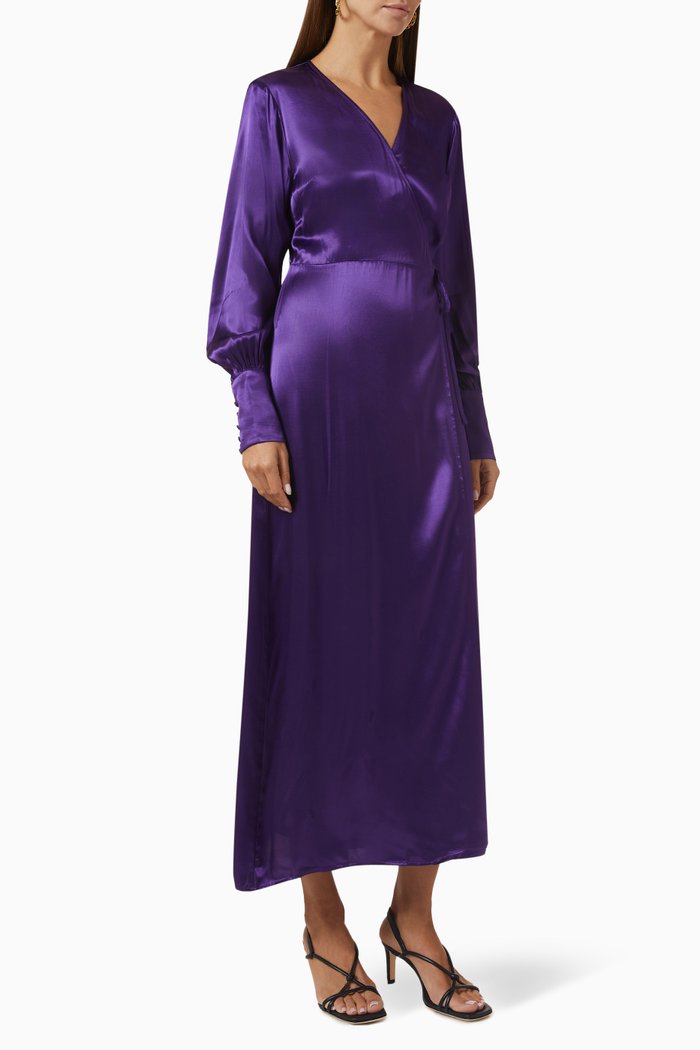 

Flyra Maxi Wrap Dress in Viscose-satin, Purple