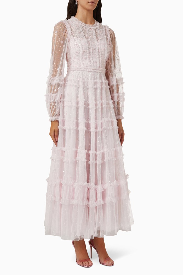 

Violet Shimmer Ankle Gown in Tulle, Pink