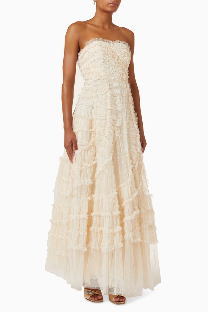 

Violet Shimmer Corset Gown in Tulle, Neutral
