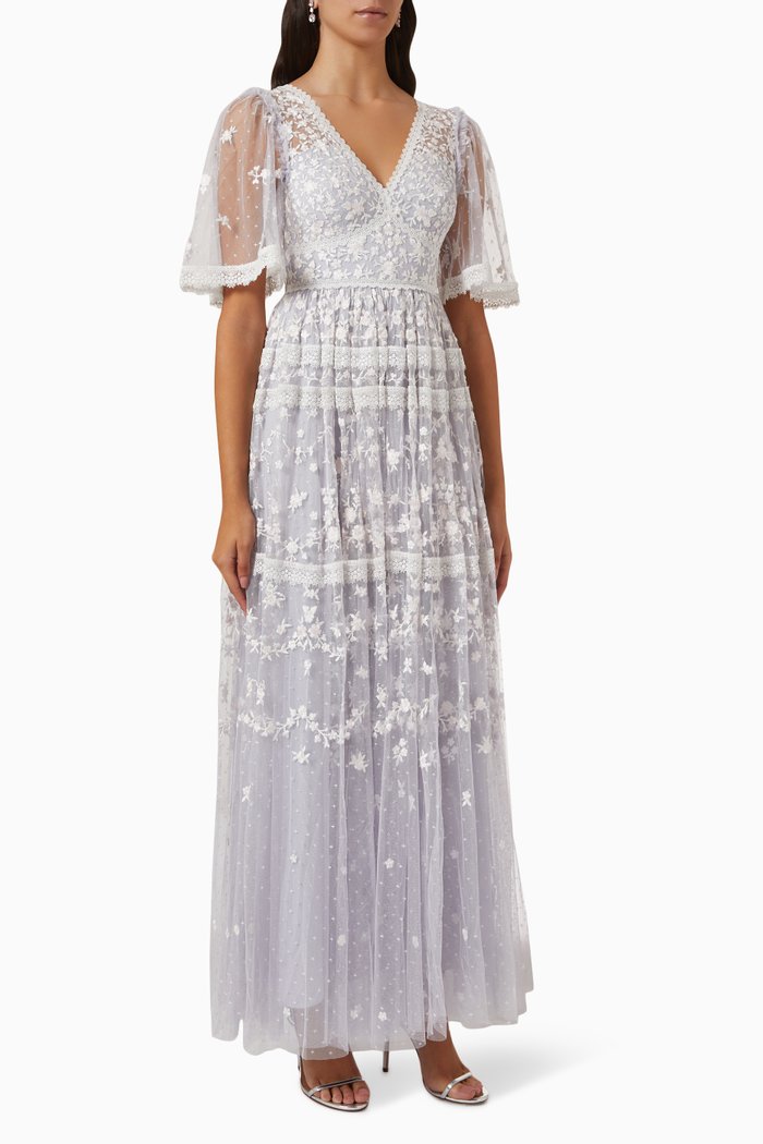 

Sweetheart Lace Gown in Tulle, Blue