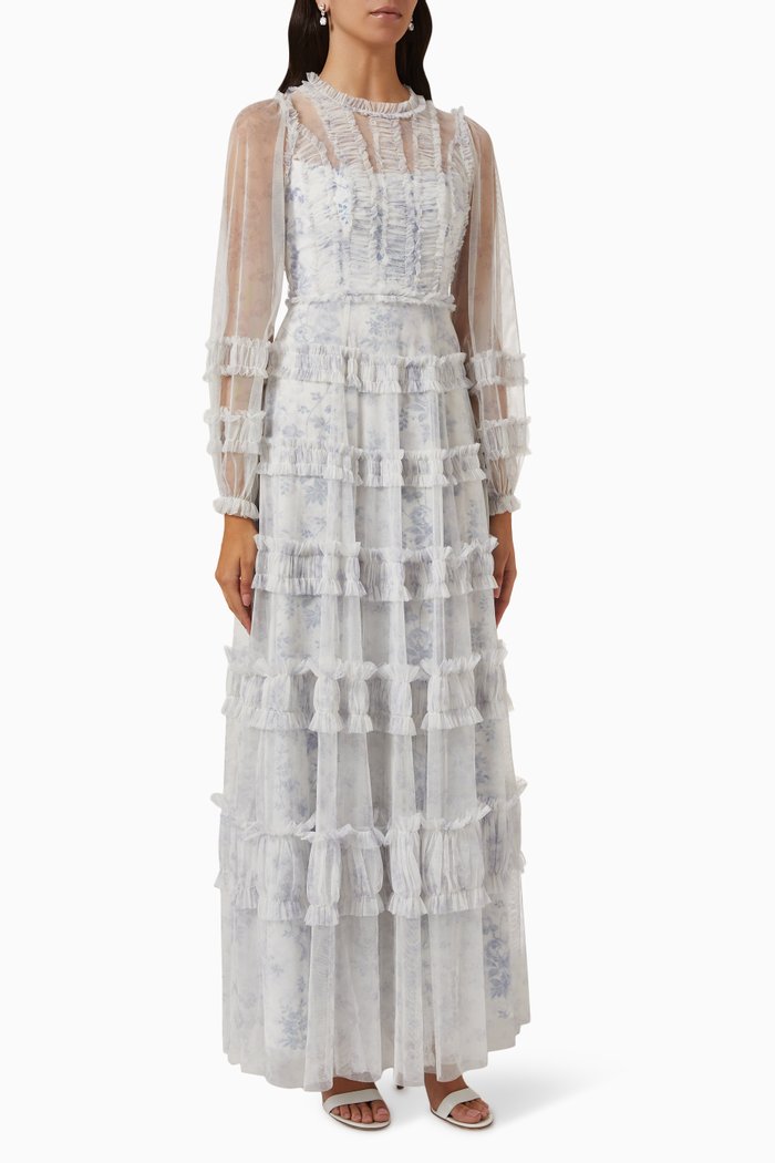 

Rambling Roses Gown in Tulle, Blue