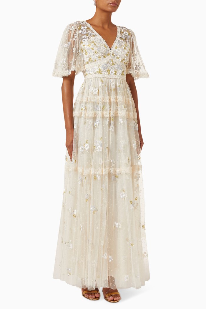 

Shimmer Primrose Gown in Tulle, Neutral