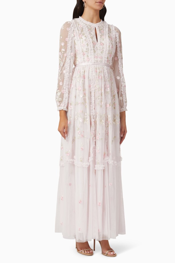 

Wallflower Gown in Floral Tulle, Pink