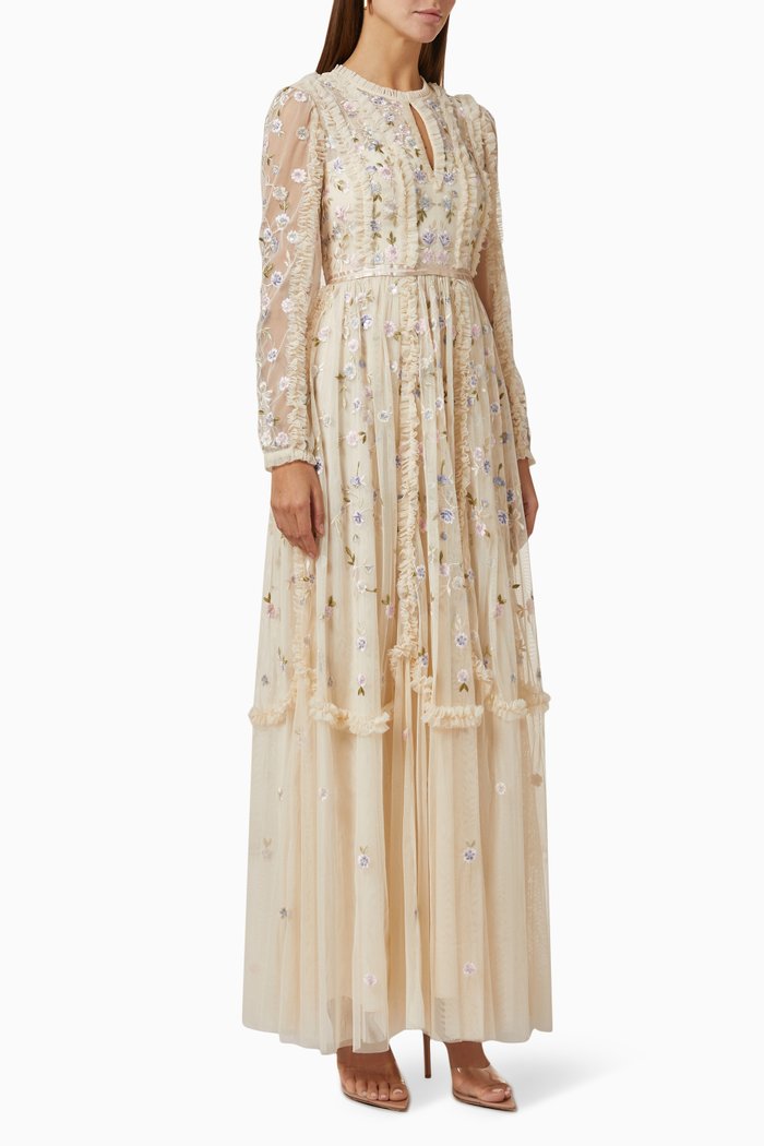 

Wallflower Gown in Floral Tulle, Neutral