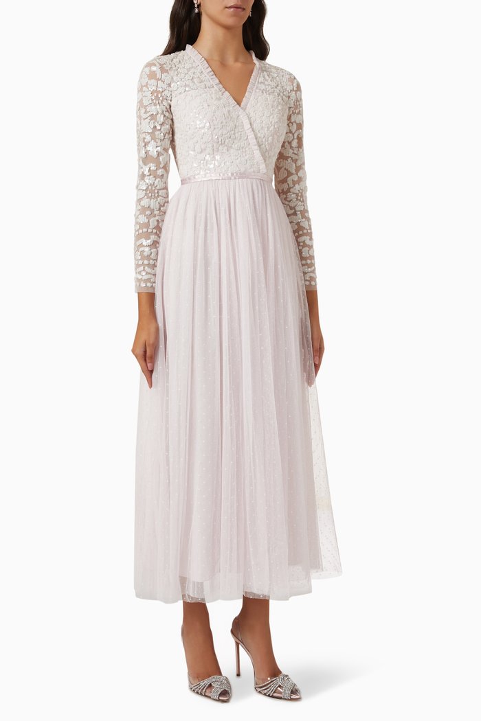 Tempest Bodice Ankle Gown in Tulle, Pink