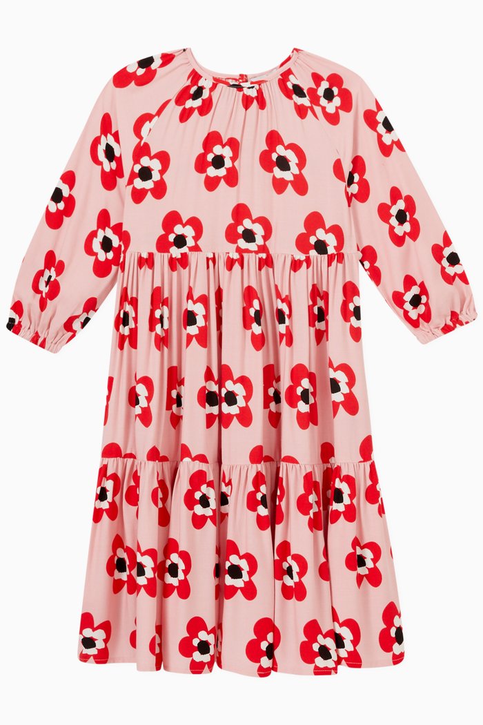 

Flower Print Dress in Viscose, Pink