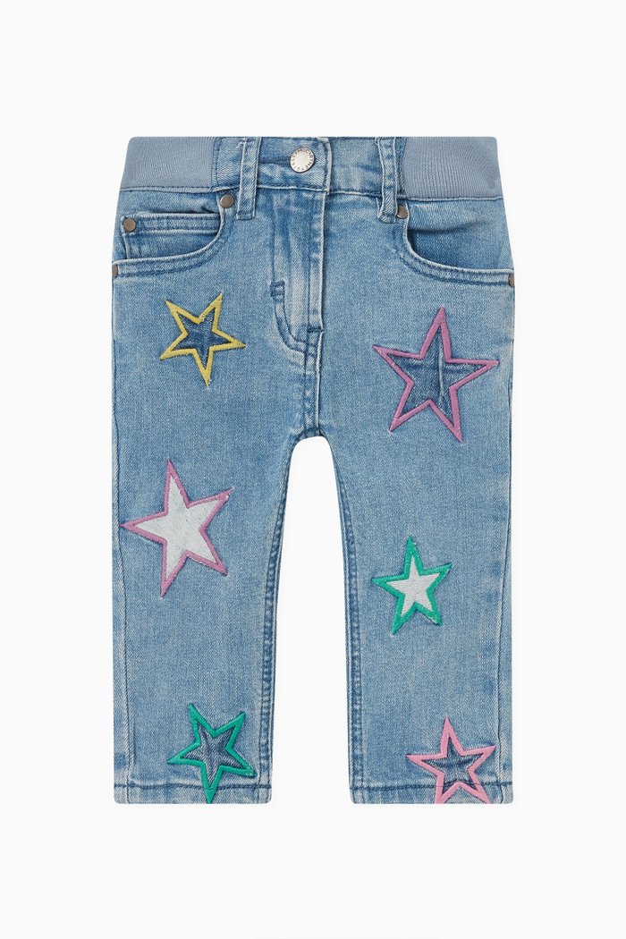 

Star Patch Denims in Cotton, Blue