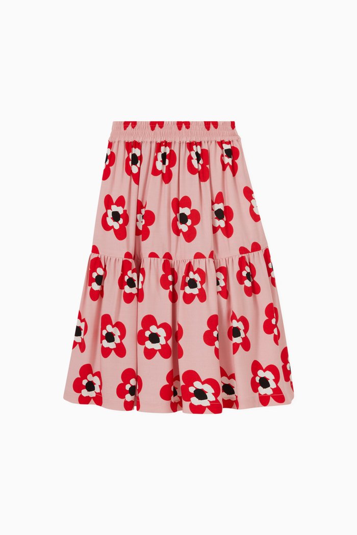

Graphic Print Skirt in Viscose, Pink