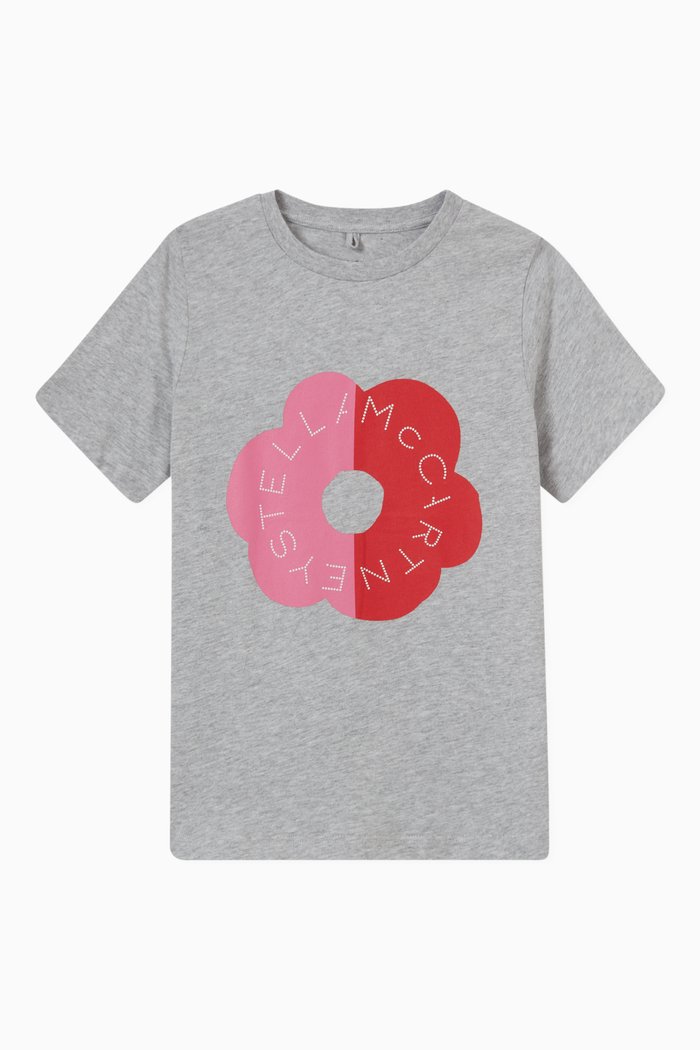 

Graphic Print T-Shirt in Cotton, Grey