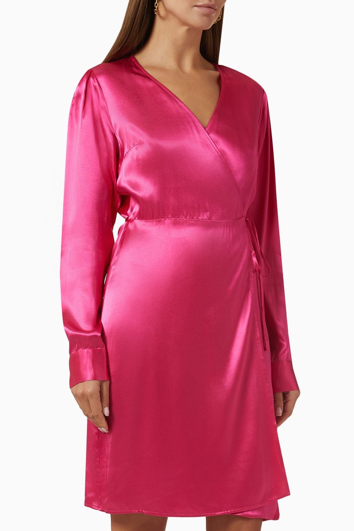 

Feva Mini Wrap Dress in Viscose-satin, Pink