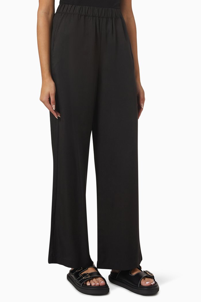 

Merisa Wide-leg Pants in Lyocell, Black