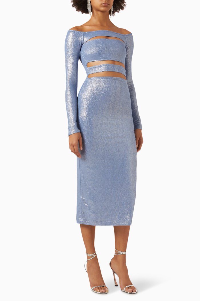 

Cut-out Bandage Midi Dress in Stretch-viscose, Blue