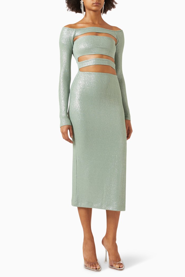 

Cut-out Bandage Midi Dress, Green