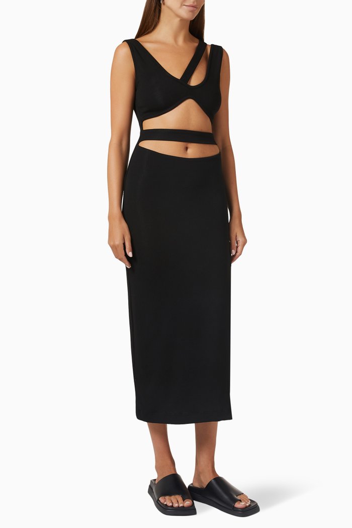 

Cut-out Midi Dress in Stretch-viscose, Black