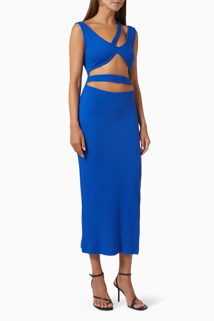 

Cut-out Midi Dress in Stretch-viscose, Blue