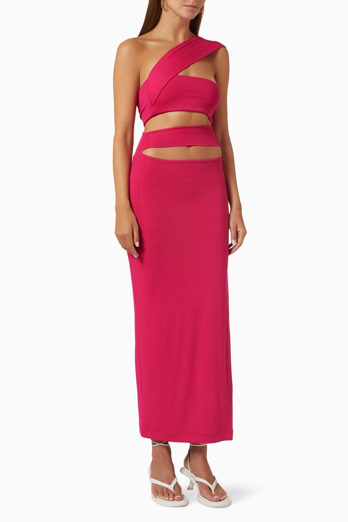 

Bandage Neck Midi Dress in Stretch-viscose, Pink
