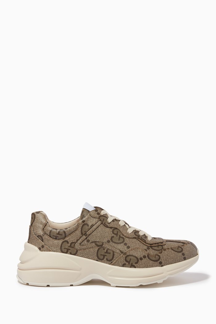

GG Rhyton Sneakers in Supreme Canvas, Neutral