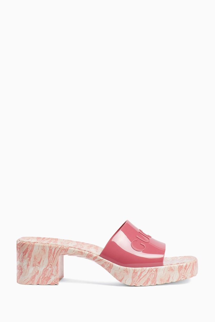 

Logo Slide Sandals in Rubber, Pink