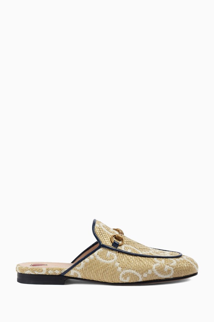 

Princetown Mules in GG Raffia Fabric, Neutral