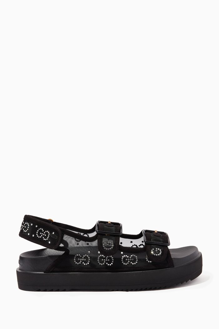 

Isla GG Logo-embellished Sandals in Mesh & Rubber, Black