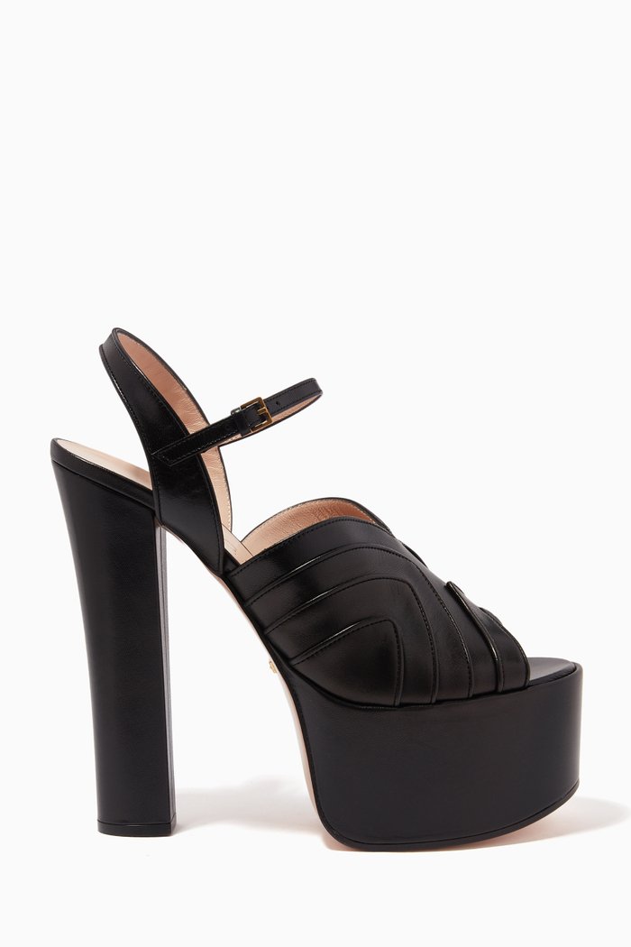 

Keyla 155 Platform Sandals in Leather, Black