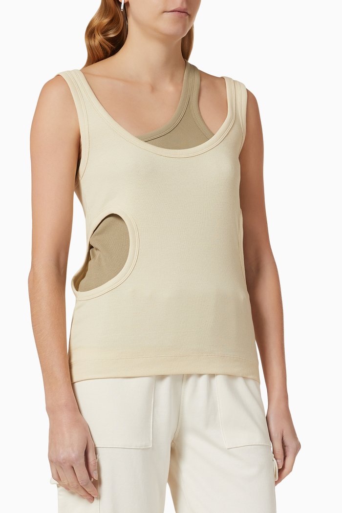 Daphine Layered Top in Organic Cotton, Neutral