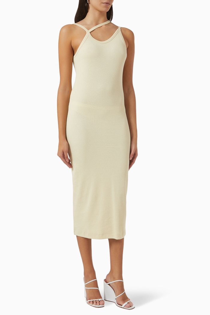 Aletris Wave Strap Dress in Organic Cotton, Neutral