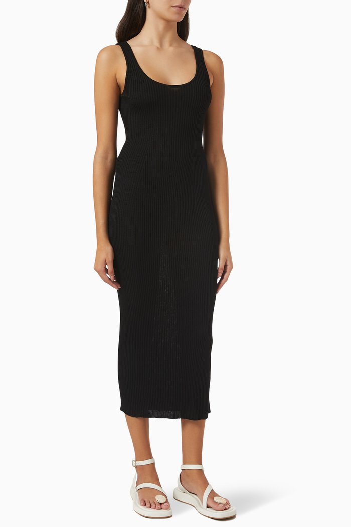 

Leah Twist Back Midi Dress in Tencel™, Black
